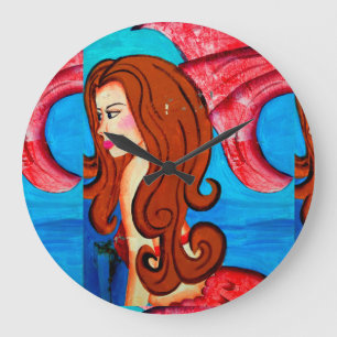 Redondo Grande reloj redheaded de la sirena