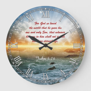 Redondo Grande Reloj religioso de Personalizable del verso de la