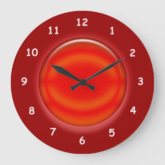Redondo Grande Reloj - reloj rojo del disco 3D