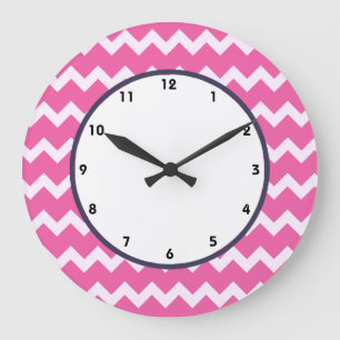Redondo Grande reloj retro blanco chevron moderno