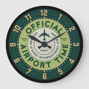 Redondo Grande Reloj retro del aeropuerto de ÓHarez