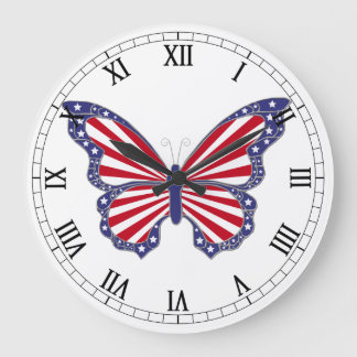 Redondo Grande Reloj rojizo de numero romano blanco y azul maripo