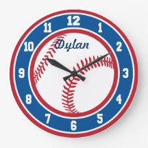 Reloj rojo blanco y azul de béisbol