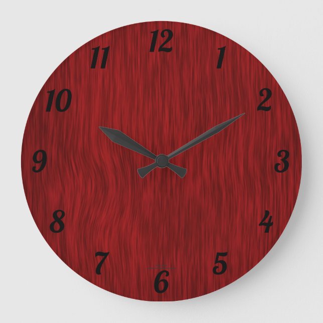 Redondo Grande Reloj rojo de aspecto de Woodgrain (Anverso)
