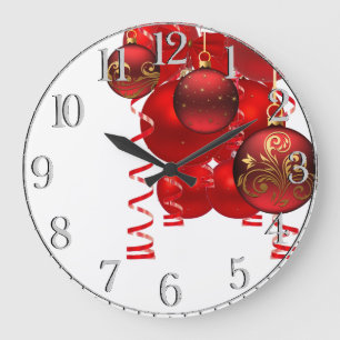 Redondo Grande Reloj rojo de Navidad Ornamentos Cintas de pared