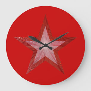 Redondo Grande Reloj rojo Estrella roja