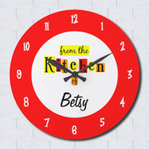 Reloj Rojo Retro Personalizado Desde la Cocina