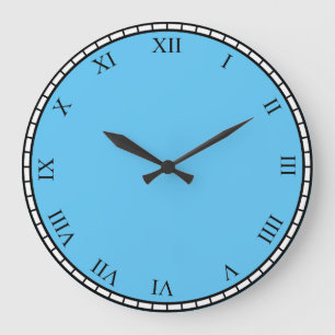 Redondo Grande Reloj romano negro y reloj de reloj
