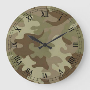 Redondo Grande Reloj romano redondeado de camuflaje