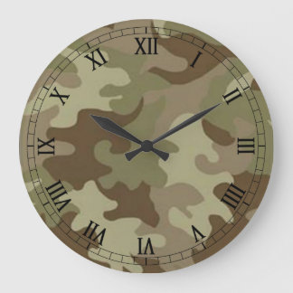 Redondo Grande Reloj romano redondeado de camuflaje