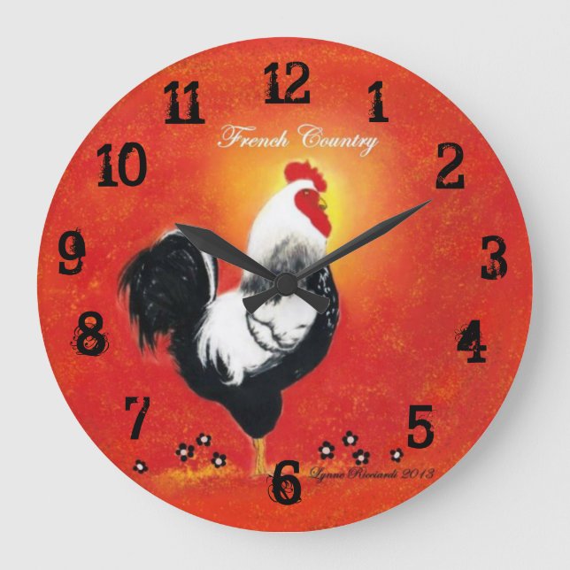 Redondo Grande Reloj Rooster (Anverso)