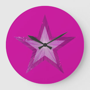 Redondo Grande Reloj rosa de estrella
