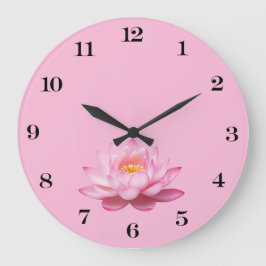 Redondo Grande Reloj rosa de pared de Lotus