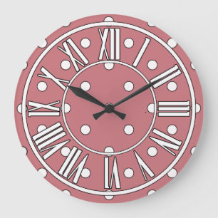 Redondo Grande Reloj rosa y turbio con puntos blancos
