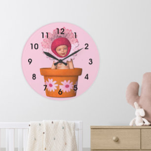 Redondo Grande Reloj rosado de la flor de los Petales y de la rep