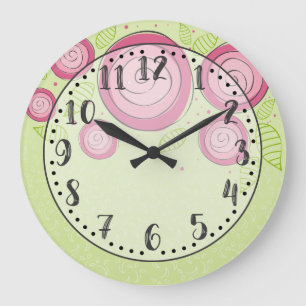 Redondo Grande Reloj rosado de los rosas