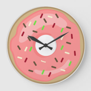 Redondo Grande Reloj rosado del buñuelo