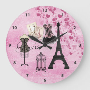 Redondo Grande Reloj rosado elegante de París