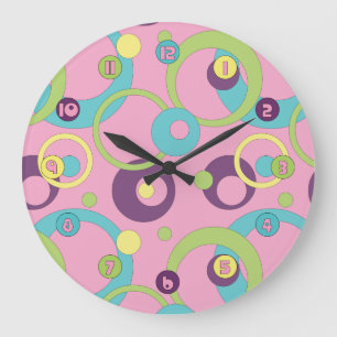 Redondo Grande Reloj rosado enrrollado de los círculos