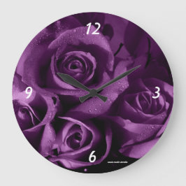 Redondo Grande Reloj - Rosas Purpura