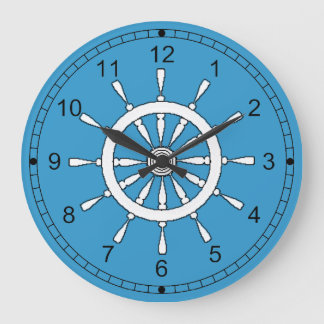 Redondo Grande Reloj - Rueda de un buque blanco