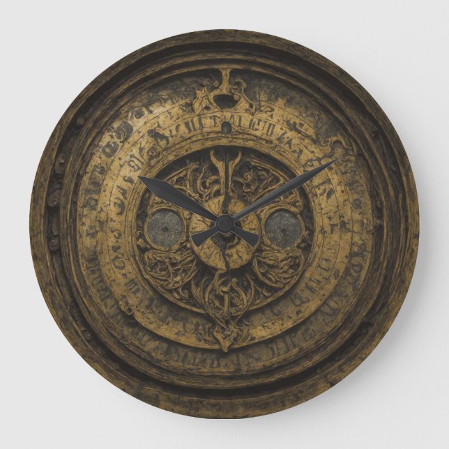 Redondo Grande Reloj Rústico Antiguo (Anverso)