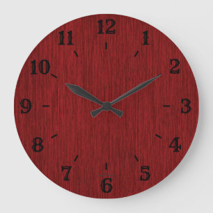 Redondo Grande Reloj Rústico Natural Grainy Red Wood Look