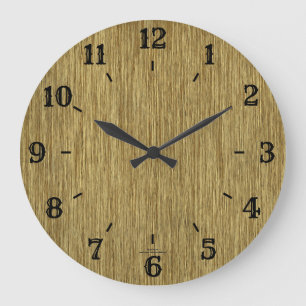 Redondo Grande Reloj Rústico Natural Grainy Wood Look