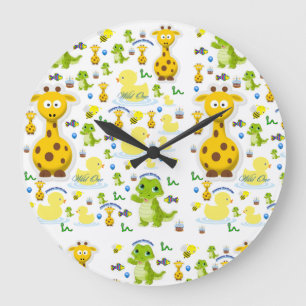 Redondo Grande Reloj salvaje de los niños de un primer cumpleaños