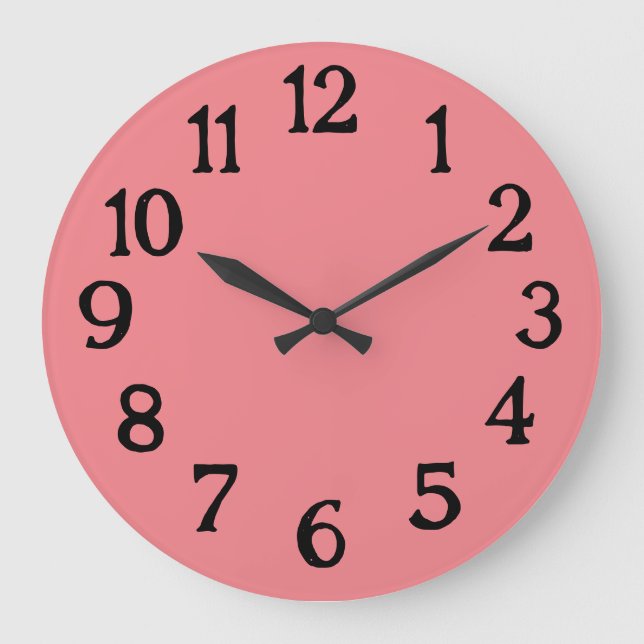 Redondo Grande Reloj Sencillo Rosa Normal Plano (Anverso)