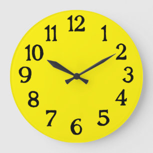 Redondo Grande Reloj simple de llanura normal amarillo y negro