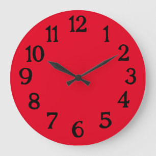 Redondo Grande Reloj simple negro y rojo normal liso
