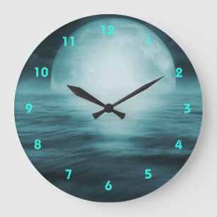 Redondo Grande Reloj surrealista de pared lunar