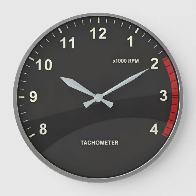 Redondo Grande Reloj tacómetro de coche para garaje de mecánico d (Anverso)