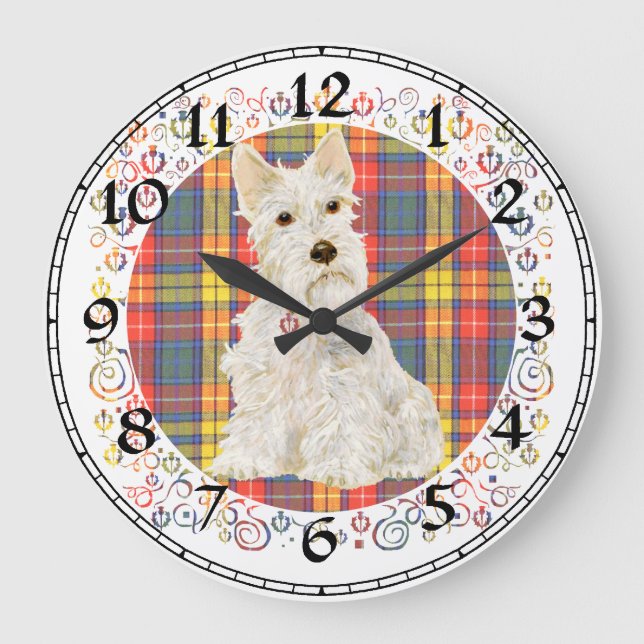 Redondo Grande Reloj Terrier de Escocia de Wheaten (Anverso)