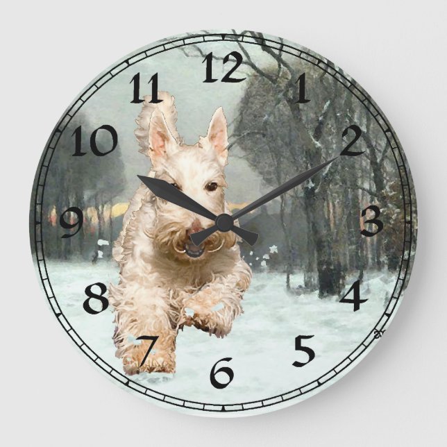 Redondo Grande Reloj Terrier Escocés Wheaten (Anverso)