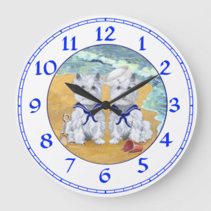 Redondo Grande Reloj Terrier West Highland Blanco