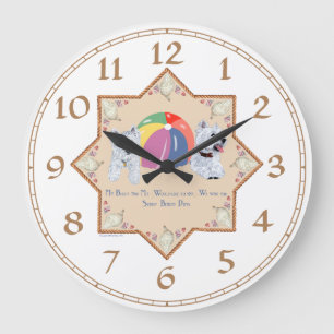 Redondo Grande Reloj Terrier West Highland Blanco