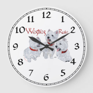 Redondo Grande Reloj Terrier West Highland Blanco