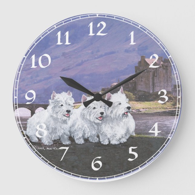 Redondo Grande Reloj Terrier West Highland Blanco (Anverso)