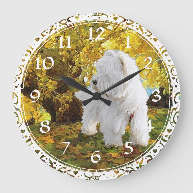 Redondo Grande Reloj Terrier West Highland Blanco (Anverso)