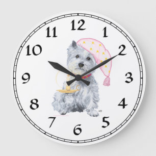 Redondo Grande Reloj Terrier West Highland Blanco