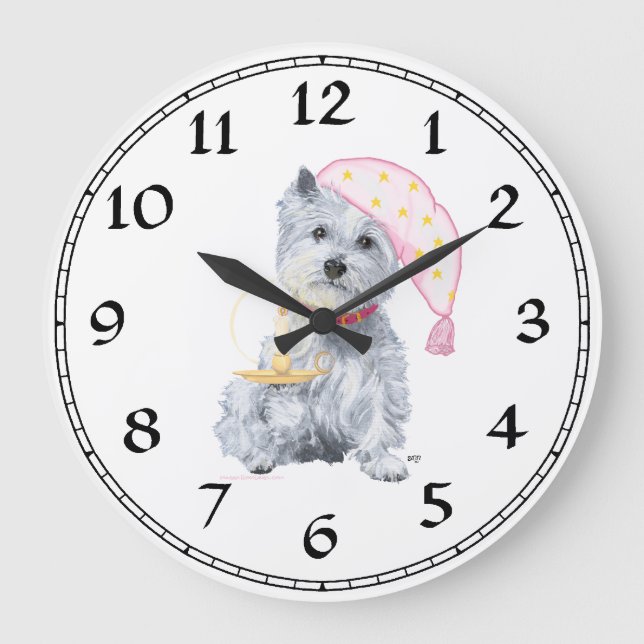 Redondo Grande Reloj Terrier West Highland Blanco (Anverso)