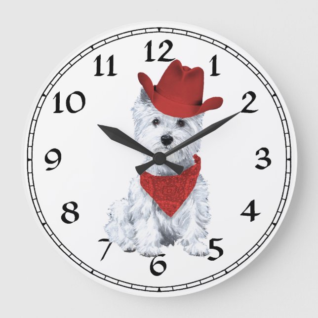 Redondo Grande Reloj Terrier West Highland Blanco (Anverso)