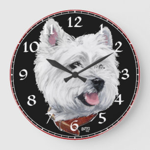 Redondo Grande Reloj Terrier West Highland Blanco