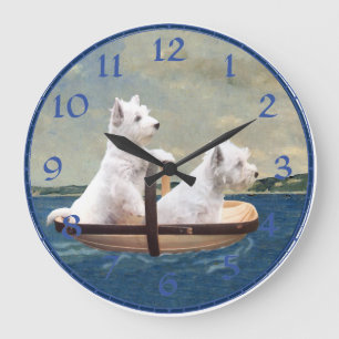 Redondo Grande Reloj Terrier West Highland Blanco