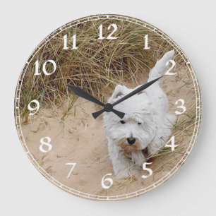 Redondo Grande Reloj Terrier West Highland Blanco