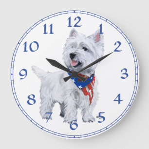 Redondo Grande Reloj Terrier West Highland Blanco
