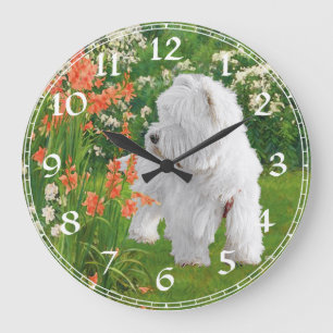 Redondo Grande Reloj Terrier West Highland Blanco