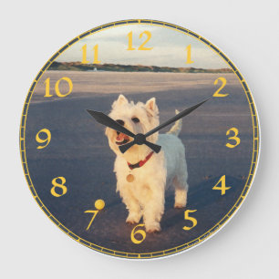Redondo Grande Reloj Terrier West Highland Blanco